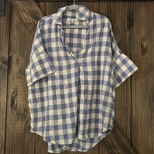 Madewell Blue and Cream Plaid Shirt